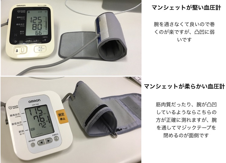 堅い血圧計と柔らかい血圧計
